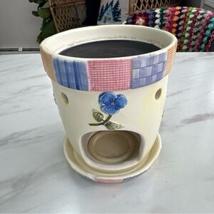 Retired Yankee Candle floral Flowerpot Tart burner  wax Warmer